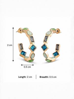 Fashion gold plated anti tarnish multicolor crystal hoop earrings for women 4