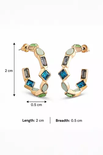 Fashion gold plated anti tarnish multicolor crystal hoop earrings for women