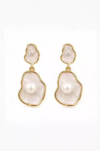 Fashion gold plated anti tarnish pearl drop earrings for women & girls