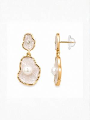 Fashion gold plated anti tarnish pearl drop earrings for women & girls 4