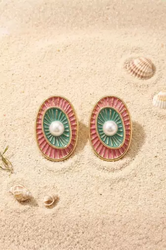 Fashion gold plated anti tarnish multicolor pearl drop earrings for women