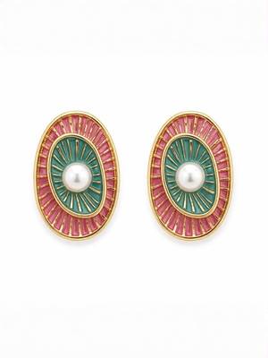 Fashion gold plated anti tarnish multicolor pearl drop earrings for women 3