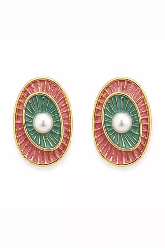 Fashion gold plated anti tarnish multicolor pearl drop earrings for women