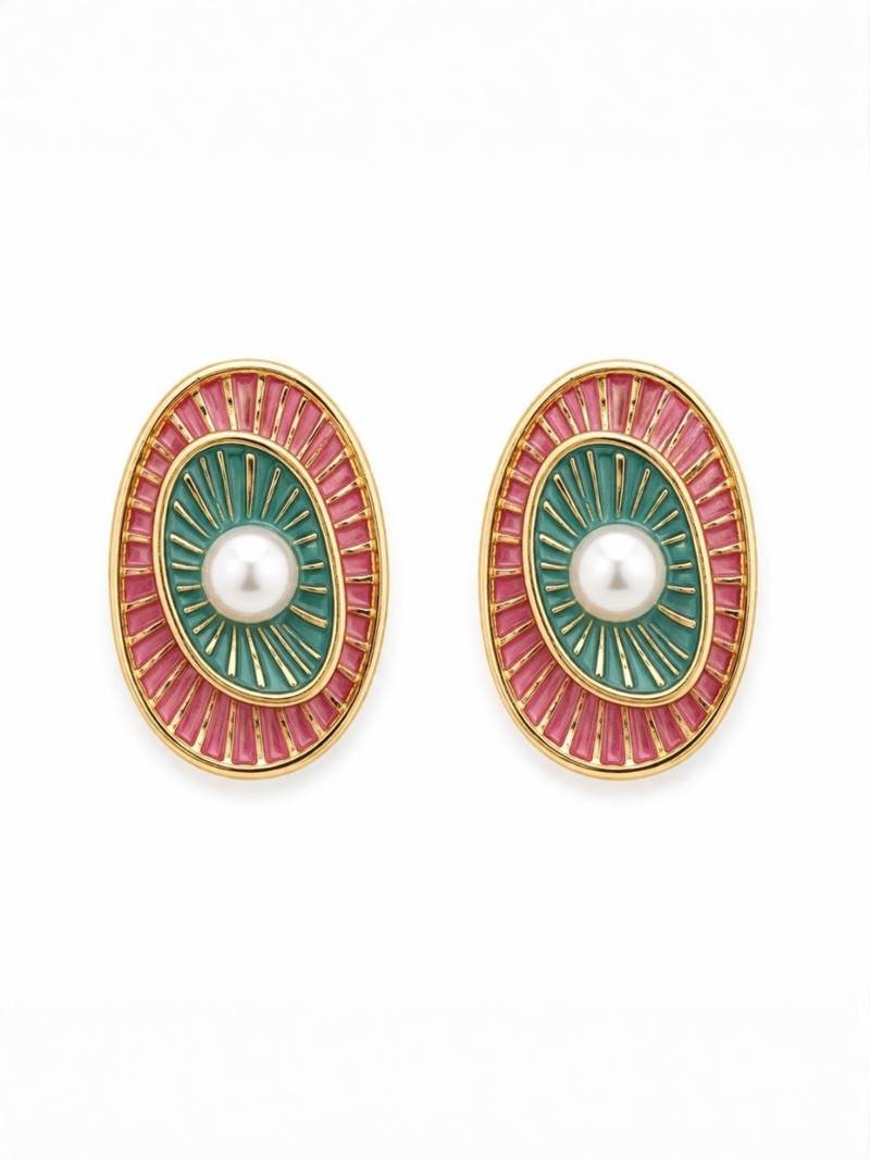 Fashion gold plated anti tarnish multicolor pearl drop earrings for women