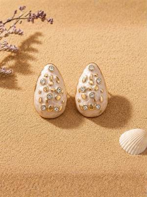 Fashion gold plated anti tarnish teardrop ad stud earrings for women & girls 2