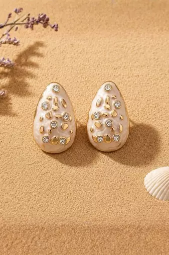 Fashion gold plated anti tarnish teardrop ad stud earrings for women & girls