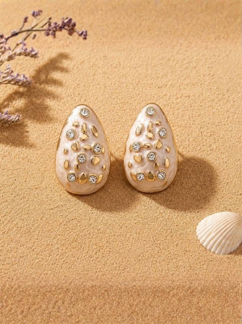 Fashion gold plated anti tarnish teardrop ad stud earrings for women & girls
