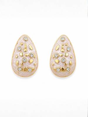 Fashion gold plated anti tarnish teardrop ad stud earrings for women & girls 3