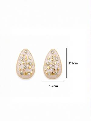 Fashion gold plated anti tarnish teardrop ad stud earrings for women & girls 4