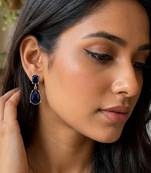 Fashion gold plated anti tarnish blue stone drop earrings for women & girls