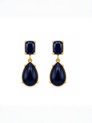Fashion gold plated anti tarnish blue stone drop earrings for women & girls 3