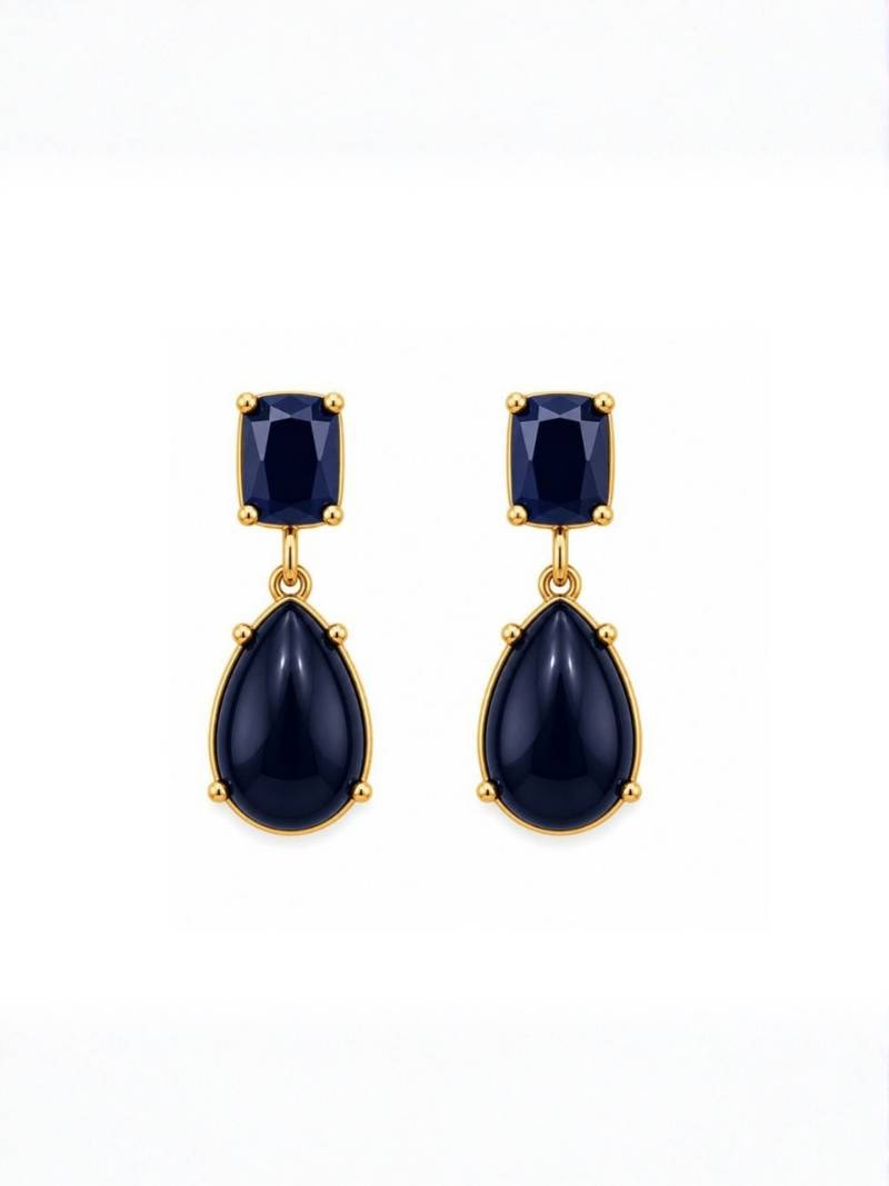 Fashion gold plated anti tarnish blue stone drop earrings for women & girls