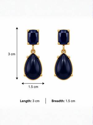 Fashion gold plated anti tarnish blue stone drop earrings for women & girls 4