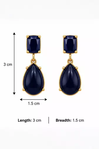 Fashion gold plated anti tarnish blue stone drop earrings for women & girls