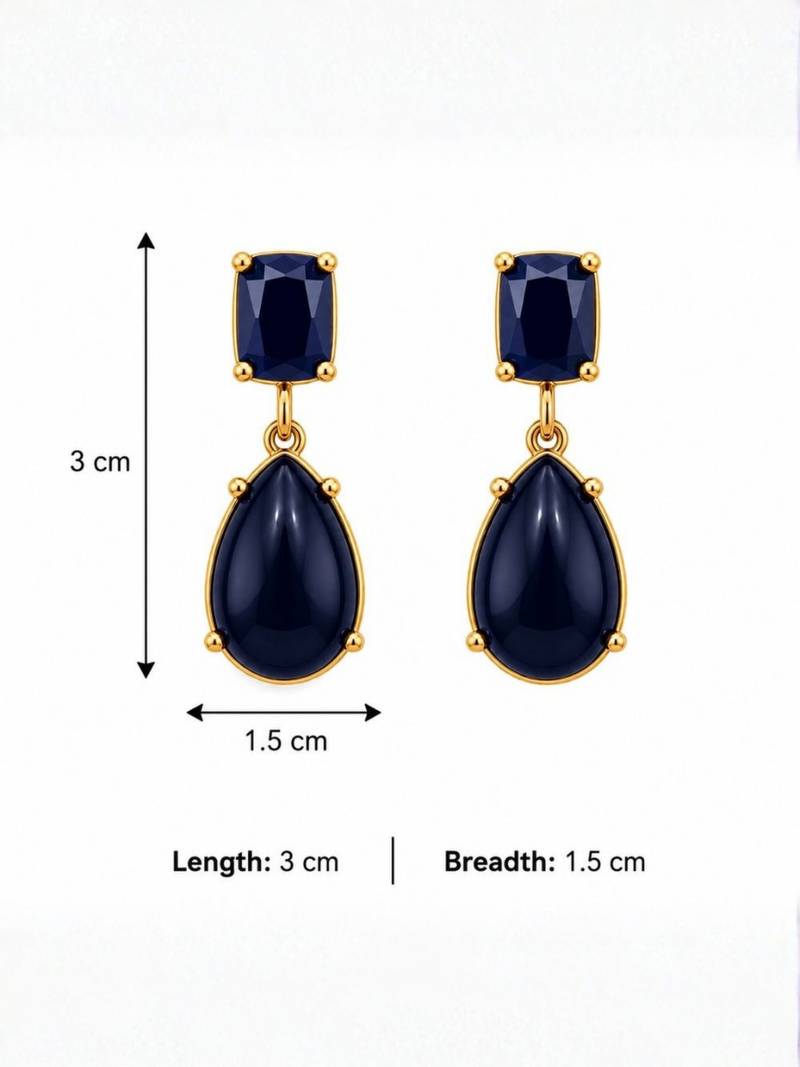 Fashion gold plated anti tarnish blue stone drop earrings for women & girls