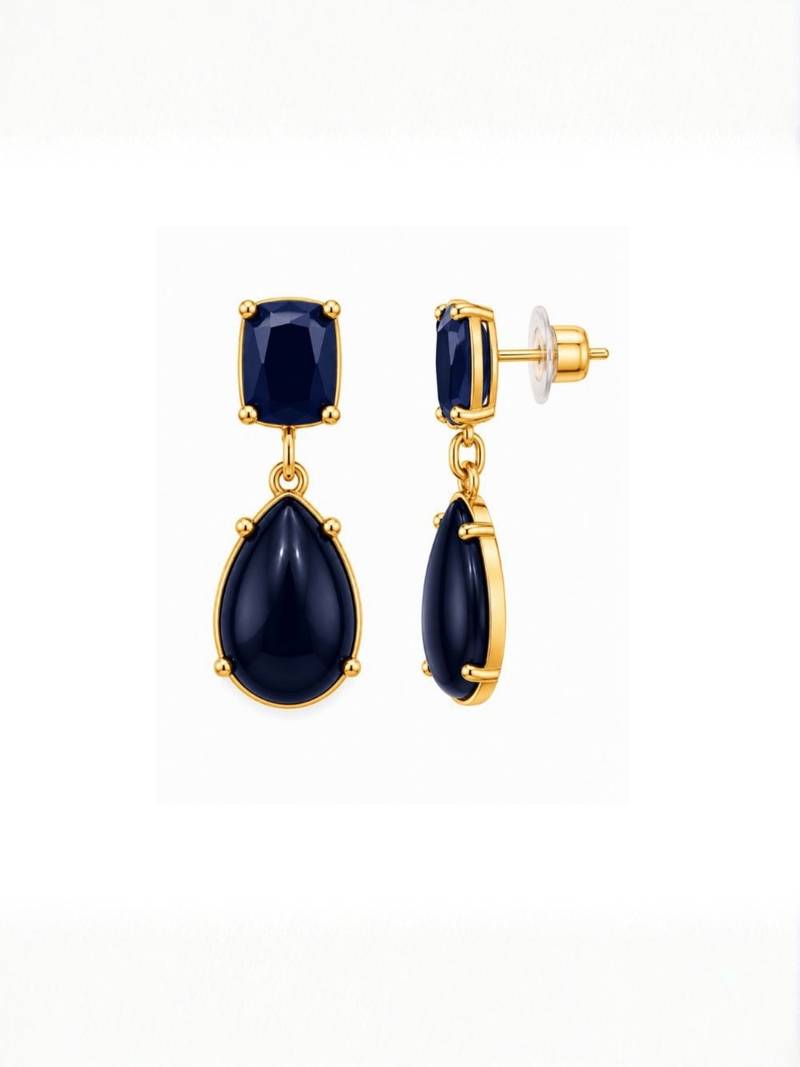 Fashion gold plated anti tarnish blue stone drop earrings for women & girls