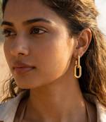 Fashion gold plated anti tarnish link chain drop earrings for women & girls