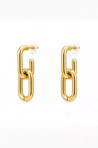 Fashion gold plated anti tarnish link chain drop earrings for women & girls