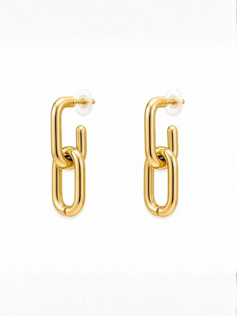 Fashion gold plated anti tarnish link chain drop earrings for women & girls