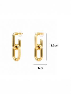 Fashion gold plated anti tarnish link chain drop earrings for women & girls 4