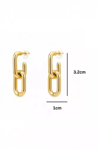 Fashion gold plated anti tarnish link chain drop earrings for women & girls