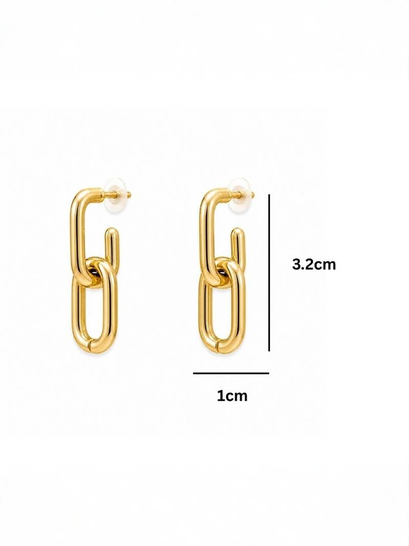 Fashion gold plated anti tarnish link chain drop earrings for women & girls