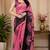 Rose pink color digital printed chanderi cotton ready to wear saree with blouse