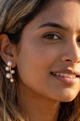 Fashion gold plated anti tarnish pearl drop earrings for women & girls