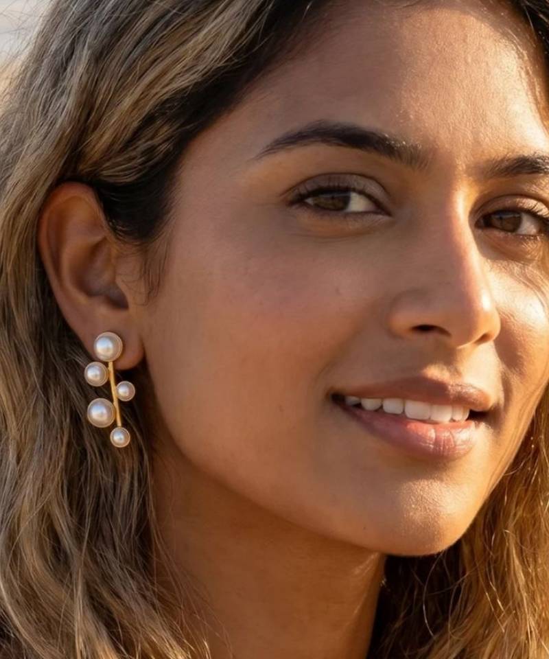 Fashion gold plated anti tarnish pearl drop earrings for women & girls