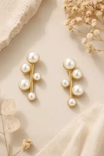 Fashion gold plated anti tarnish pearl drop earrings for women & girls