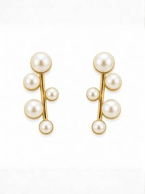 Fashion gold plated anti tarnish pearl drop earrings for women & girls 3