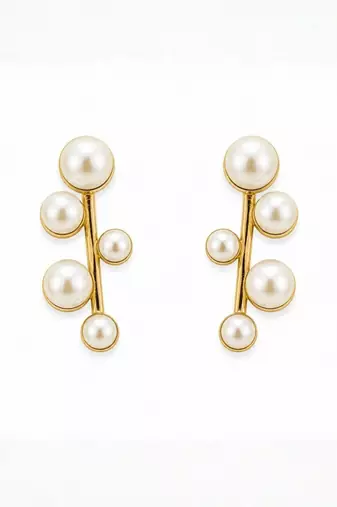 Fashion gold plated anti tarnish pearl drop earrings for women & girls