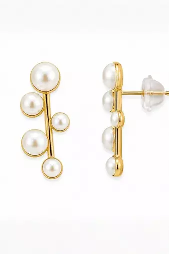 Fashion gold plated anti tarnish pearl drop earrings for women & girls