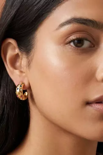 Fashion gold plated anti tarnish multicolor crystal hoop earrings for women