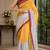 yellow color digital printed chanderi ready to wear saree with blouse