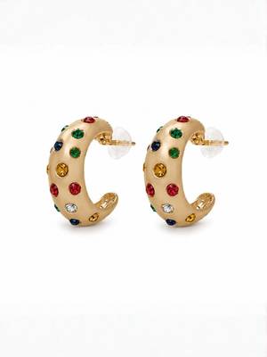Fashion gold plated anti tarnish multicolor crystal hoop earrings for women 3