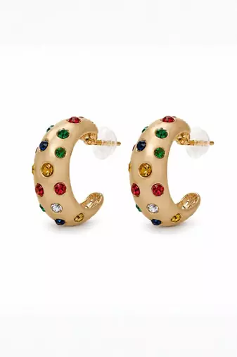 Fashion gold plated anti tarnish multicolor crystal hoop earrings for women