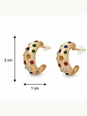 Fashion gold plated anti tarnish multicolor crystal hoop earrings for women 4