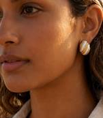 Fashion gold plated anti tarnish pearl oval stud earrings for women & girls