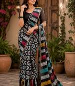 multi  color digital printed chanderi ready to wear saree with blouse