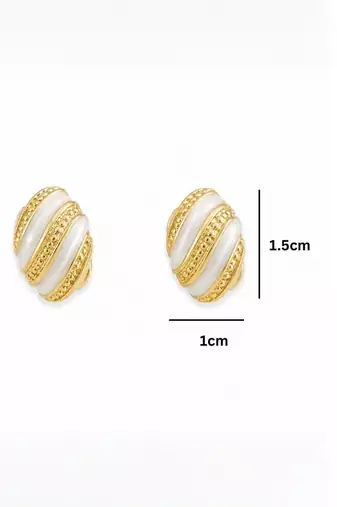 Fashion gold plated anti tarnish pearl oval stud earrings for women & girls