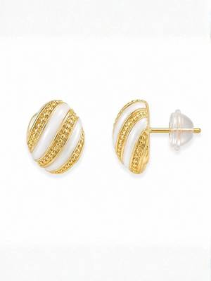 Fashion gold plated anti tarnish pearl oval stud earrings for women & girls 5