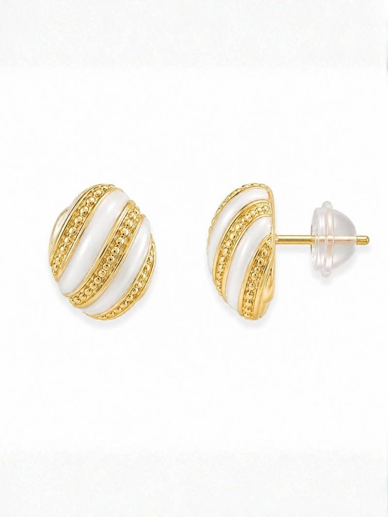 Fashion gold plated anti tarnish pearl oval stud earrings for women & girls