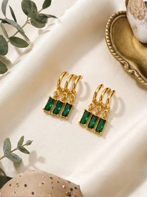 Fashion anti tarnish gold plated american diamond stud earrings for women 2