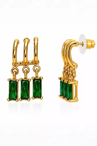 Fashion anti tarnish gold plated american diamond stud earrings for women