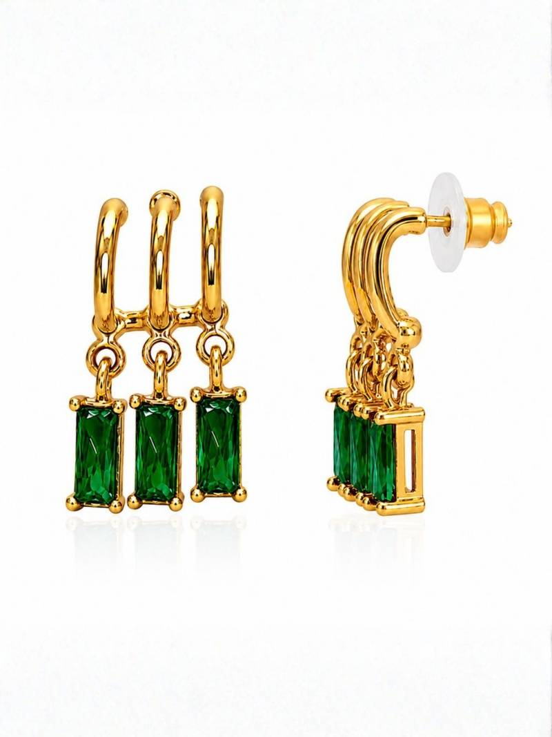 Fashion anti tarnish gold plated american diamond stud earrings for women