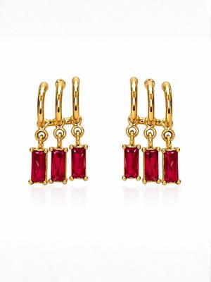 Fashion anti tarnish gold plated american diamond stud earrings for women 3