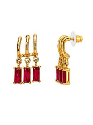 Fashion anti tarnish gold plated american diamond stud earrings for women 5