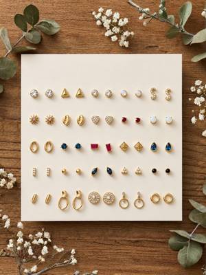 Fashion 25 pairs anti tarnish gold plated stud earrings combo for women 1