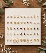 Fashion 25 pairs anti tarnish gold plated stud earrings combo for women